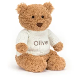 Jellycat Bartholomew Bear with Personalised Cream Jumper