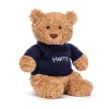 Jellycat Bartholomew Bear with Personalised Navy Jumper