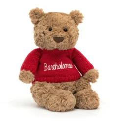 Jellycat Bartholomew Bear with Personalised Red Jumper