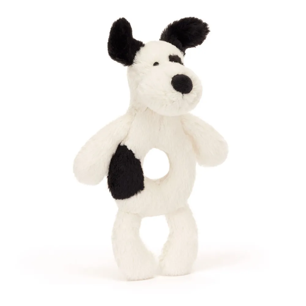 Jellycat Bashful Black & Cream Puppy Ring Rattle