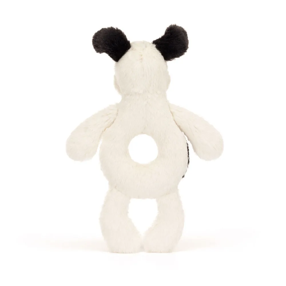 Jellycat Bashful Black & Cream Puppy Ring Rattle