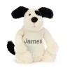 Jellycat Bashful Black & Cream Puppy with Personalised Cream Jumper
