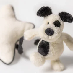 Jellycat Bashful Black & Cream Puppy Musical Pull