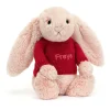 Jellycat Bashful Blush Bunny with Personalised Red Jumper