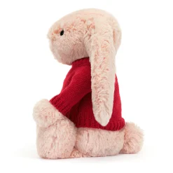 Jellycat Bashful Blush Bunny with Personalised Red Jumper