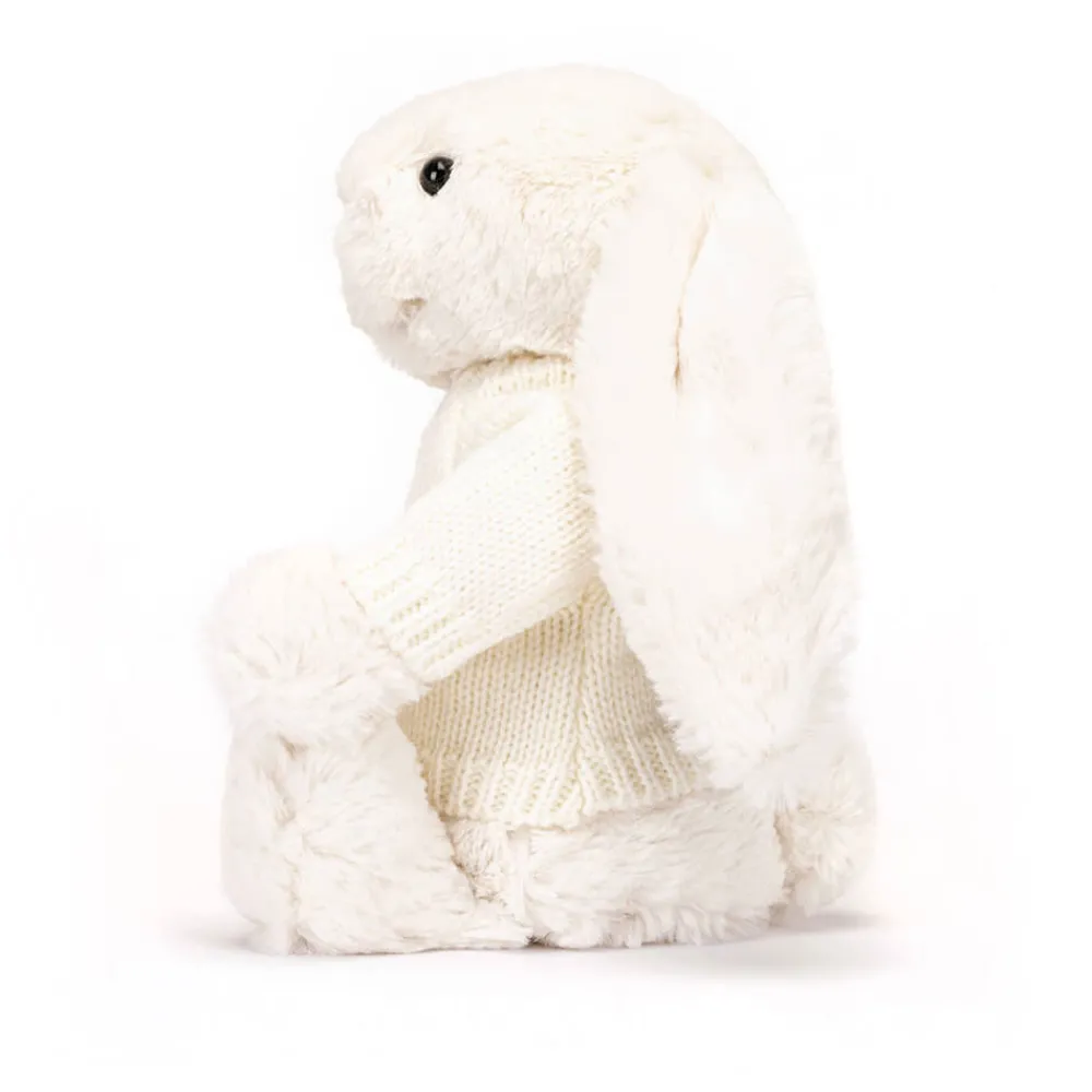 Jellycat Bashful Cream Bunny with Personalised Cream Jumper