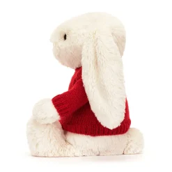 Jellycat Bashful Cream Bunny with Personalised Red Jumper
