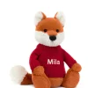 Jellycat Bashful Fox Cub with Personalised Red Jumper