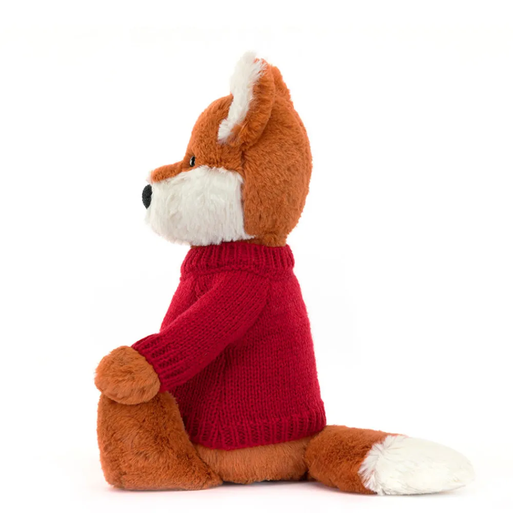 Jellycat Bashful Fox Cub with Personalised Red Jumper
