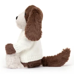Jellycat Bashful Fudge Puppy with Personalised Cream Jumper