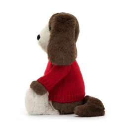 Jellycat Bashful Fudge Puppy with Personalised Red Jumper