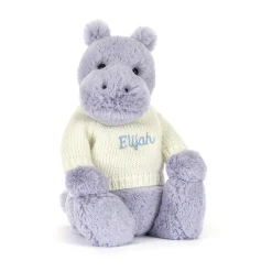 Jellycat Bashful Hippo with Personalised Cream Jumper