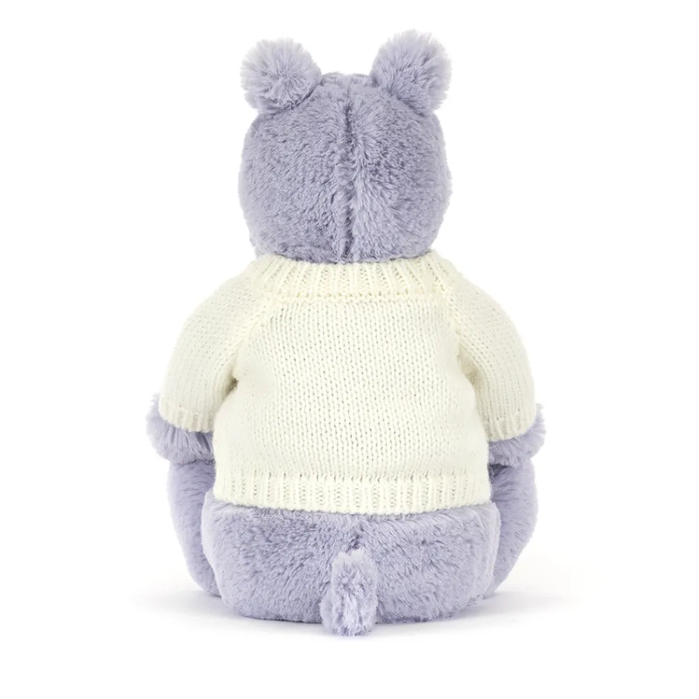 Jellycat Bashful Hippo with Personalised Cream Jumper