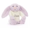 Jellycat Bashful Lilac Bunny with Personalised Cream Jumper