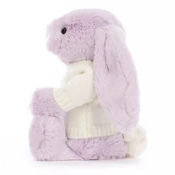 Jellycat Bashful Lilac Bunny with Personalised Cream Jumper