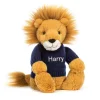 Jellycat Bashful Lion with Personalised Navy Jumper