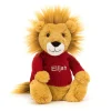Jellycat Bashful Lion with Personalised Red Jumper