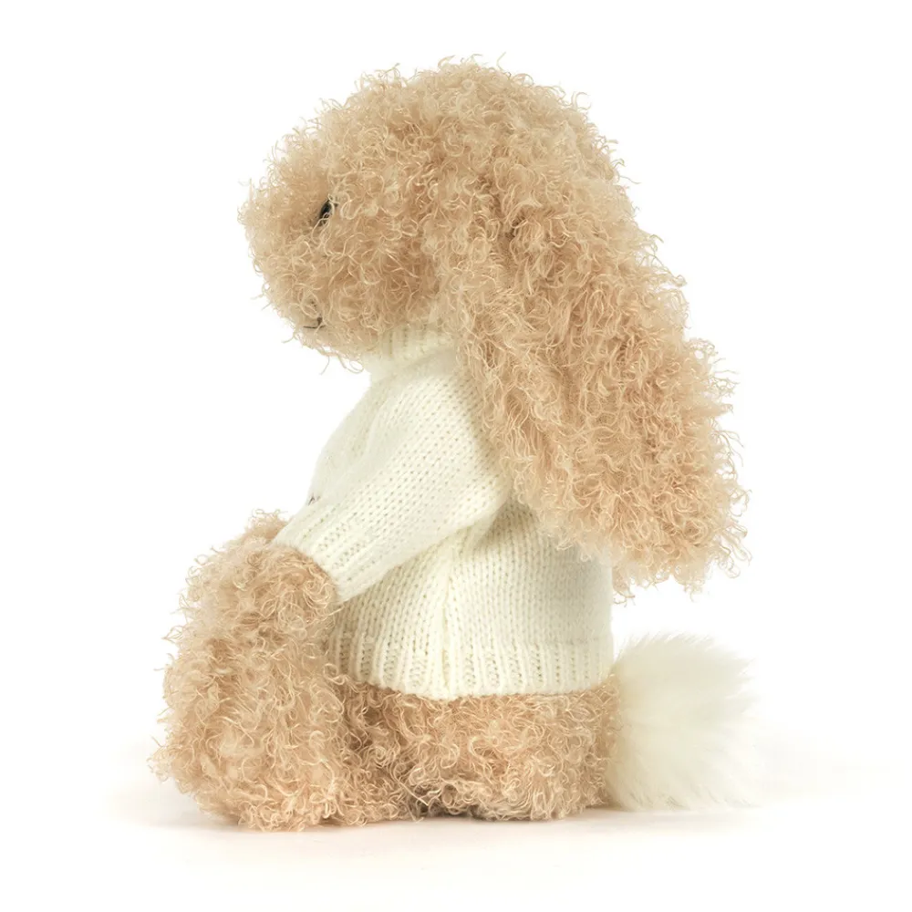 Jellycat Bashful Luxe Bunny Curly with Personalised Cream Jumper