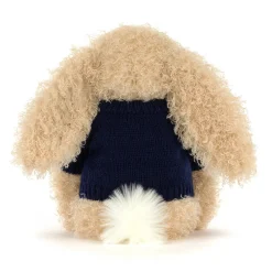 Jellycat Bashful Luxe Bunny Curly with Personalised Navy Jumper