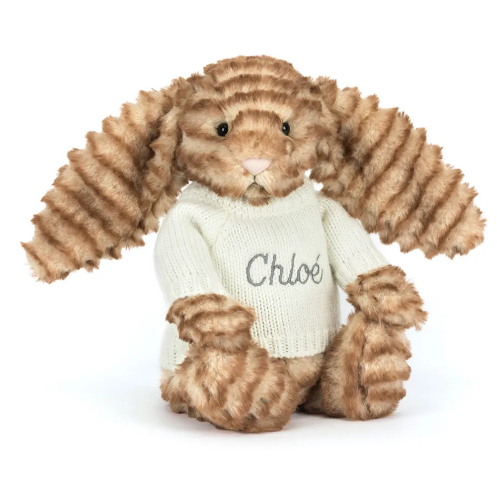 Jellycat Bashful Luxe Bunny Juniper with Personalised Cream Jumper