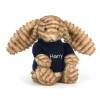 Jellycat Bashful Luxe Bunny Juniper with Personalised Navy Jumper