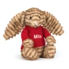 Jellycat Bashful Luxe Bunny Juniper with Personalised Red Jumper