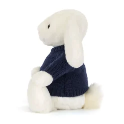 Jellycat Bashful Luxe Bunny Luna with Personalised Navy Jumper