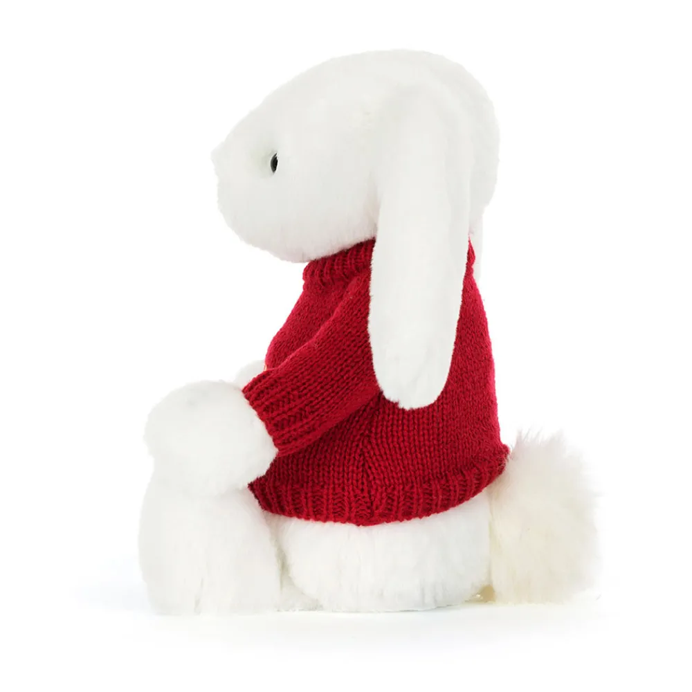 Jellycat Bashful Luxe Bunny Luna with Personalised Red Jumper