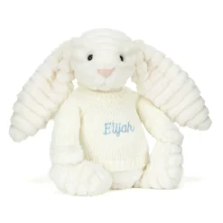 Jellycat Bashful Luxe Bunny Nimbus with Personalised Cream Jumper