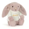 Jellycat Bashful Luxe Bunny Rosa with Personalised Cream Jumper