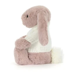 Jellycat Bashful Luxe Bunny Rosa with Personalised Cream Jumper