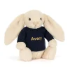 Jellycat Bashful Luxe Bunny Willow with Personalised Navy Jumper