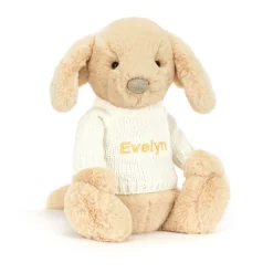Jellycat Bashful Luxe Puppy Orlando with Personalised Cream Jumper