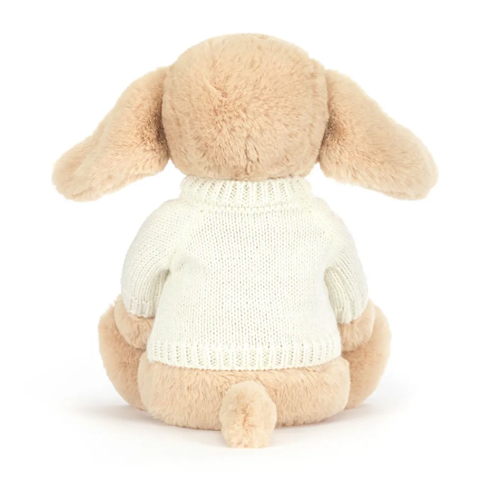 Jellycat Bashful Luxe Puppy Orlando with Personalised Cream Jumper