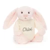 Jellycat Bashful Pink Bunny with Personalised Cream Jumper