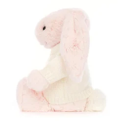 Jellycat Bashful Pink Bunny with Personalised Cream Jumper