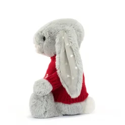 Jellycat Bashful Shimmer Bunny with Personalised Red Jumper
