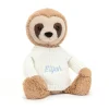 Jellycat Bashful Sloth with Personalised Cream Jumper