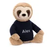 Jellycat Bashful Sloth with Personalised Navy Jumper