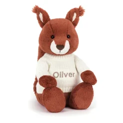 Jellycat Bashful Squirrel with Personalised Cream Jumper
