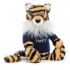 Jellycat Bashful Tiger with Personalised Navy Jumper