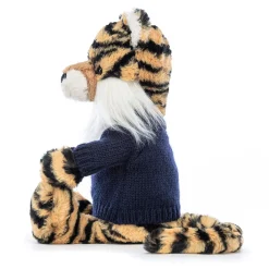 Jellycat Bashful Tiger with Personalised Navy Jumper