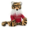 Jellycat Bashful Tiger with Personalised Red Jumper