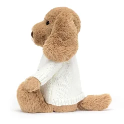 Jellycat Bashful Toffee Puppy with Personalised Cream Jumper