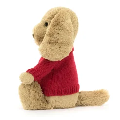 Jellycat Bashful Toffee Puppy with Personalised Red Jumper