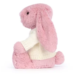 Jellycat Bashful Tulip Pink Bunny with Personalised Cream Jumper