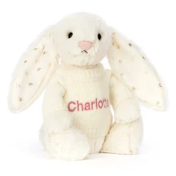 Jellycat Bashful Twinkle Bunny with Personalised Cream Jumper
