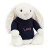 Jellycat Bashful Twinkle Bunny with Personalised Navy Jumper