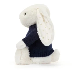 Jellycat Bashful Twinkle Bunny with Personalised Navy Jumper