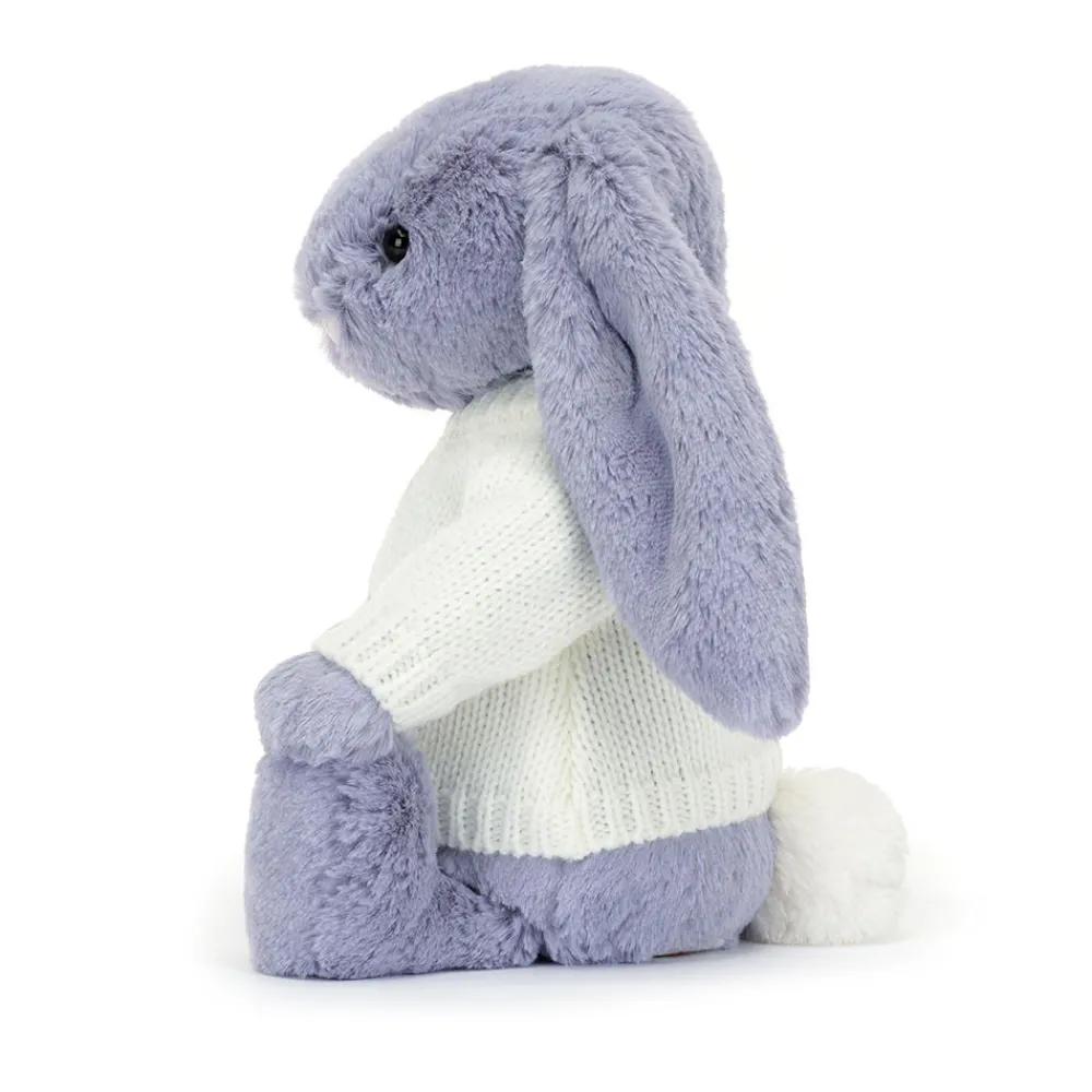 Jellycat Bashful Viola Bunny with Personalised Cream Jumper